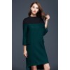 TE9638LLYG Europe fashion color matching stand collar woolen dress