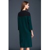 TE9638LLYG Europe fashion color matching stand collar woolen dress