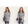 TE9725WJYS Casual joker checks long sleeve blouse