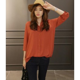 TE9727WJYS Loose casual long sleeve chiffon shirt