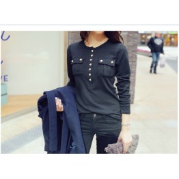 TE9960WJYS Korean fashion buttons slim waist t-shirt