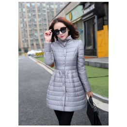 TE9816LGSS Winter bowknot back slim waist cotton-padded coat