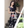 TE9182ZFFS Butterfly print high quality dress with belt