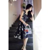 TE9182ZFFS Butterfly print high quality dress with belt