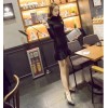 TEQ3099NYG Turtle neck flouncing hem knitting dress