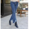 TE0049KOKO Korean style raw edge bell-bottom jeans