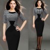 TE0414YLYB Europe fashion hot sale splicing fake two piece dress