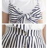 TE0835JLY Korean preppy style joker white t-shirt with vest and stripes skirt