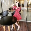 TE1022XWFS V neck slim trumpet sleeve chiffon dress