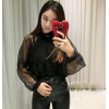 TE1189CND Sweet lace transparent sleeve joker tops