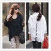 TE1240GJWL Korean fashion lacing back loose blouse