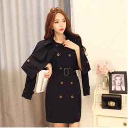 TE9002HBB Korean style double-breasted sleeveless dress with jacket
