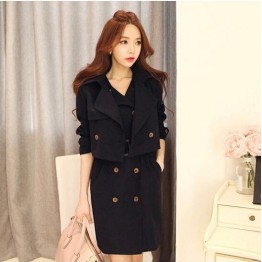 TE9002HBB Korean style double-breasted sleeveless dress with jacket