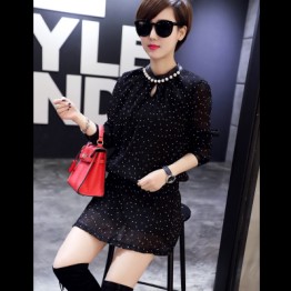 TE1806FLS Spring new style A-line dot chiffon dress