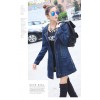 TE1811DPHM Europe fashion print new style long denim coat with cap