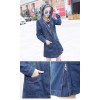 TE1811DPHM Europe fashion print new style long denim coat with cap