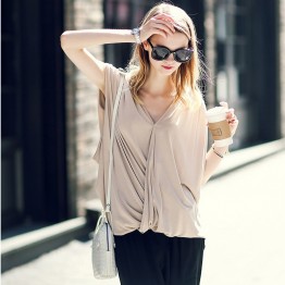 TE2172ALFS Europe fashion sexy double v-neck loose sleeveless t-shirt