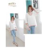 TE2187ALFS New style v neck color matching irregular tops