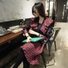 TE2598JYYS Mixing color shawl collar temperament splicing dress