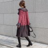 TE2598JYYS Mixing color shawl collar temperament splicing dress