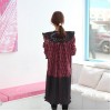 TE2598JYYS Mixing color shawl collar temperament splicing dress