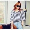 TE2713XYD New style batwing sleeve loose large size v neck stripes t-shirt