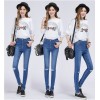 TE3009AQNK Spring new style spandex knee hole pencil jeans
