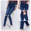 TE3009AQNK Spring new style spandex knee hole pencil jeans