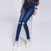 TE3009AQNK Spring new style spandex knee hole pencil jeans