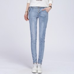 TE3010AQNK Classic vintage color empire waist buttons pencil jeans