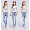 TE3010AQNK Classic vintage color empire waist buttons pencil jeans