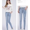 TE3010AQNK Classic vintage color empire waist buttons pencil jeans