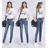 TE3010AQNK Classic vintage color empire waist buttons pencil jeans