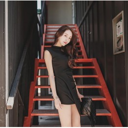 TE3013YZS Sexy personality irregular tight hip sleeveless dress