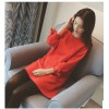 TE5062LXY Round neck pure color bowknot sleeve dress