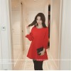 TE5062LXY Round neck pure color bowknot sleeve dress