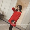 TE5062LXY Round neck pure color bowknot sleeve dress