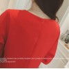 TE5062LXY Round neck pure color bowknot sleeve dress
