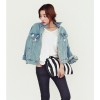 TE5206VVN Trendy vintage make it old loose denim jacket