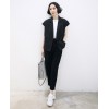 TE5219UGLY Europe fashion lapel pure color slim vest coat