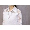 TE5260YJY New style lace splicing long sleeve white shirt