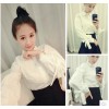 TE5608BGFS Korean fashion sweet bowknot puff sleeve white blouse