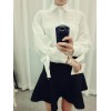 TE5608BGFS Korean fashion sweet bowknot puff sleeve white blouse