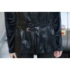 TE575LLJ New style velvet splicing leather slim waist tops