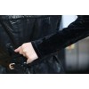 TE575LLJ New style velvet splicing leather slim waist tops