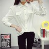 TE583ADFS Simple pocket long sleeve classic white shirt