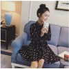 TE6081FCY Lacing collar lipstick print empire waist dress