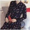 TE6081FCY Lacing collar lipstick print empire waist dress