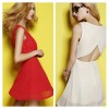 TE6161YZS Summer candy color fresh backless slim sleeveless A-line dress