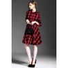 TE6162VIP Europe fashion temperament checks slim waist dress